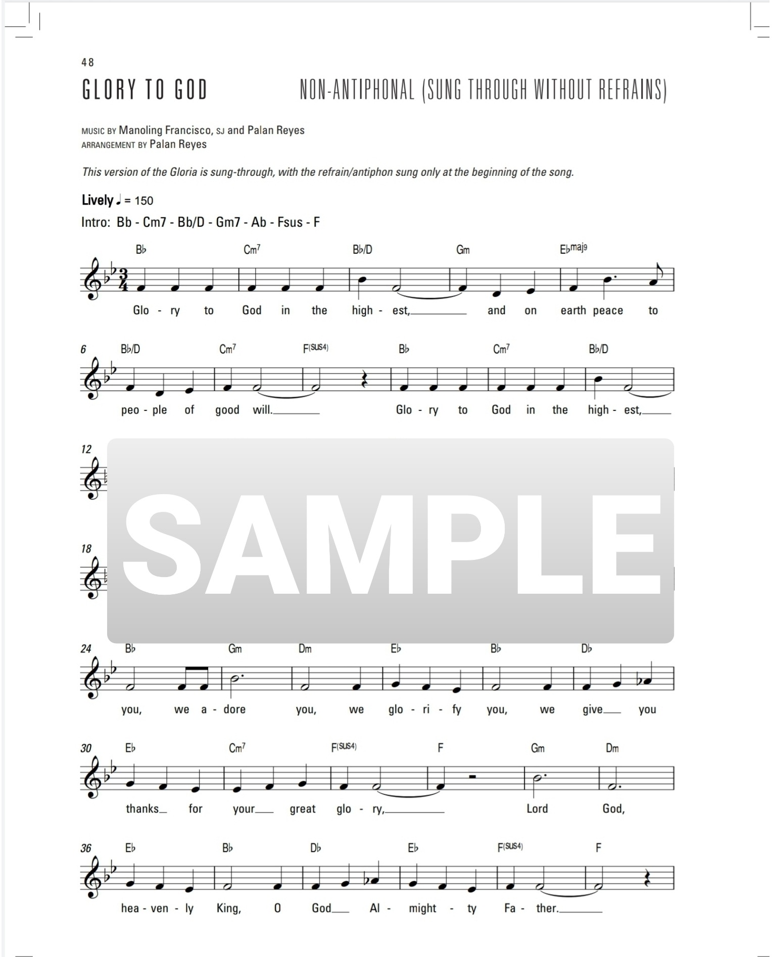 Glory to God by MVF (non-antiphonal) – Music Sheet