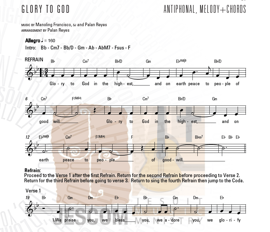 Glory to God (antiphonal) – Music Sheet