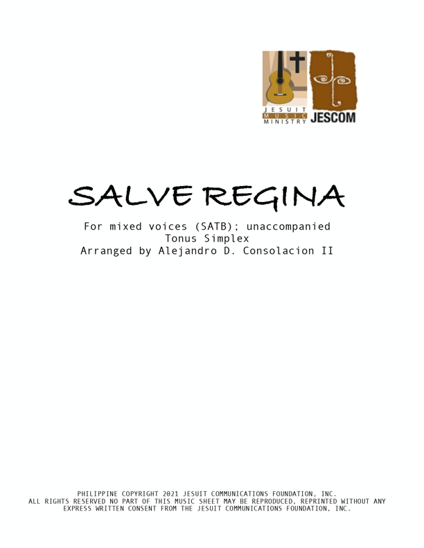 Salve Regina 2021 — Music Sheet