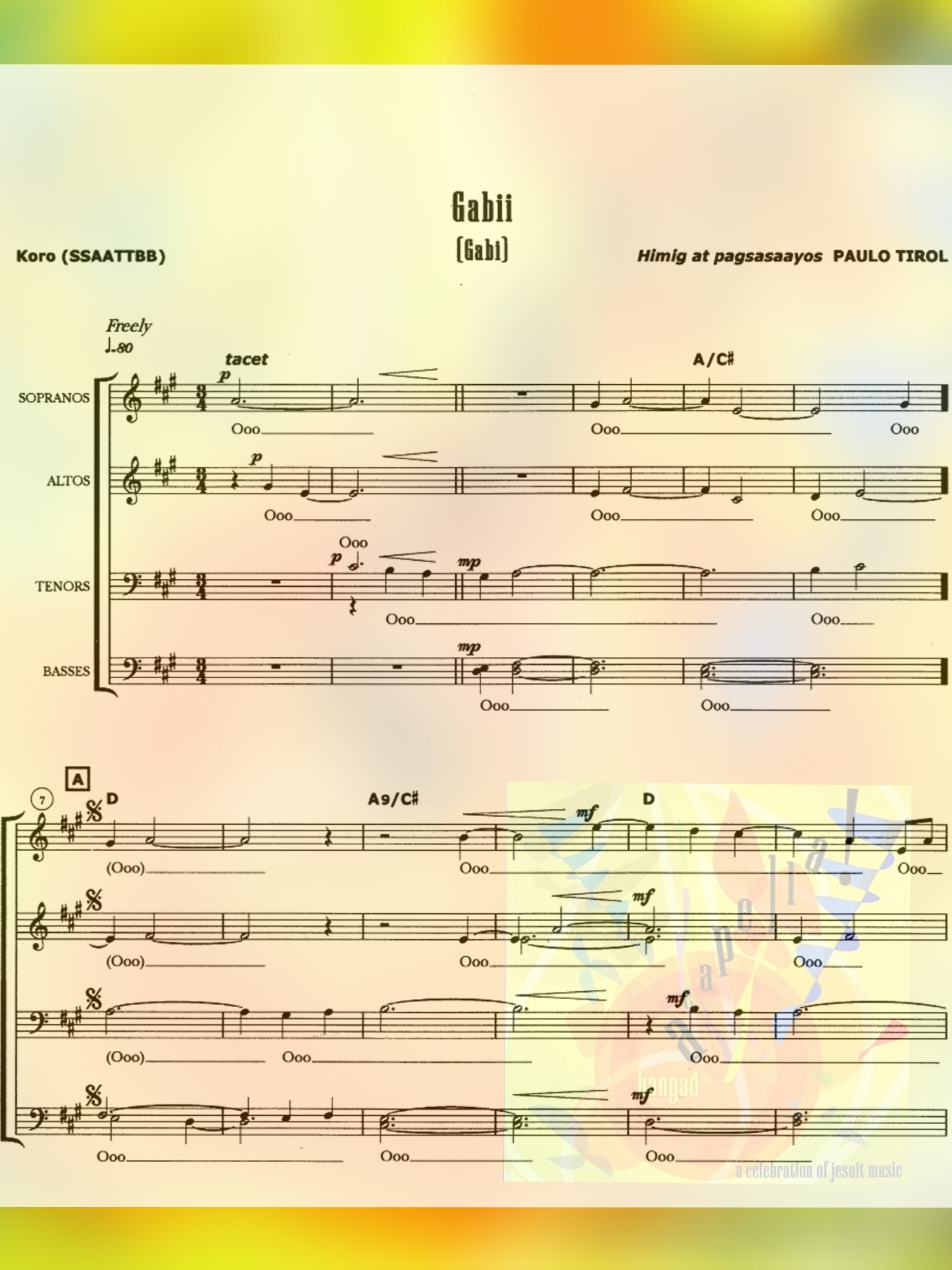 GABII A capella – Music Sheet