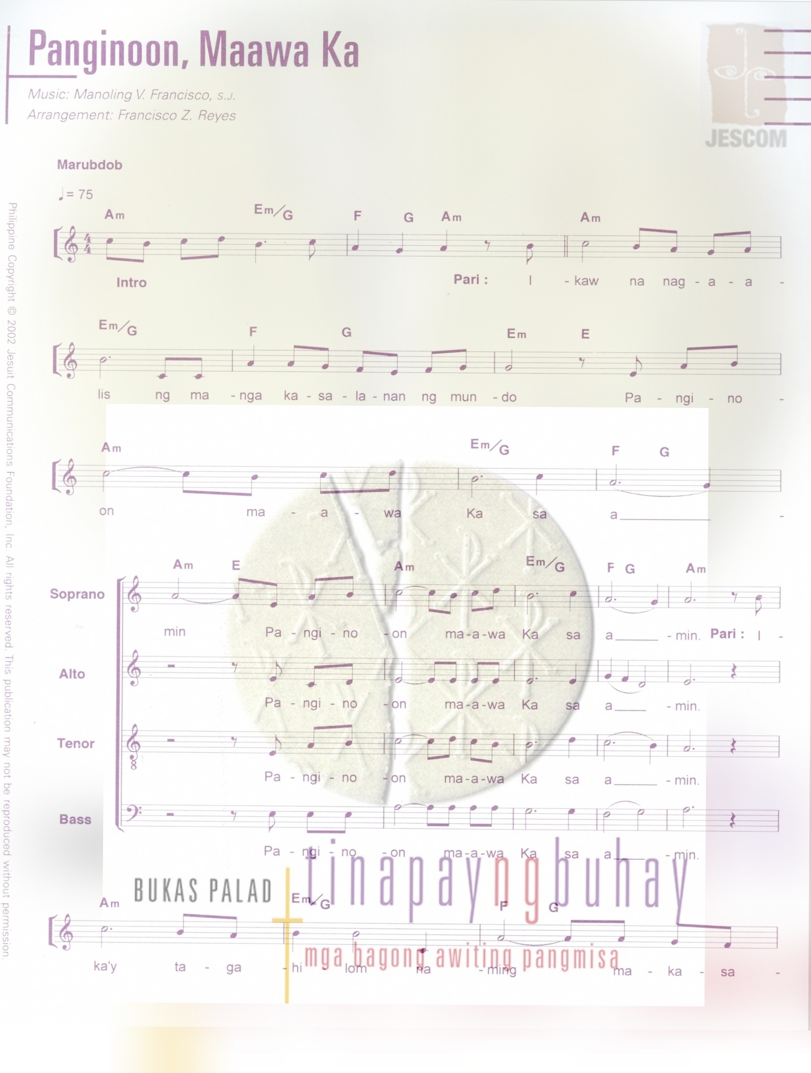 Panginoon Maawa Ka (TNB) – Music Sheet