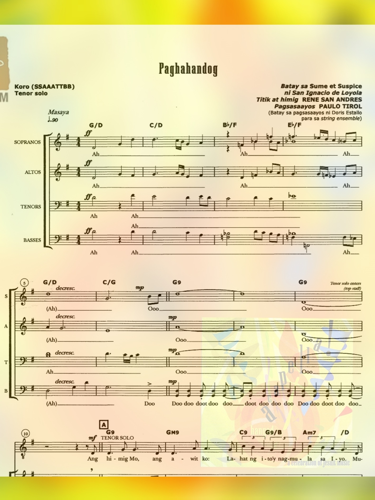 PAGHAHANDOG a capella – Music Sheet