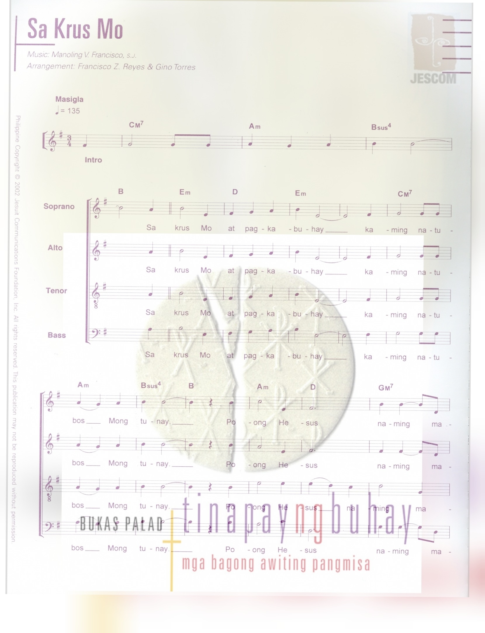 SA KRUS MO AT PAGKABUHAY (TNB) – Music Sheet