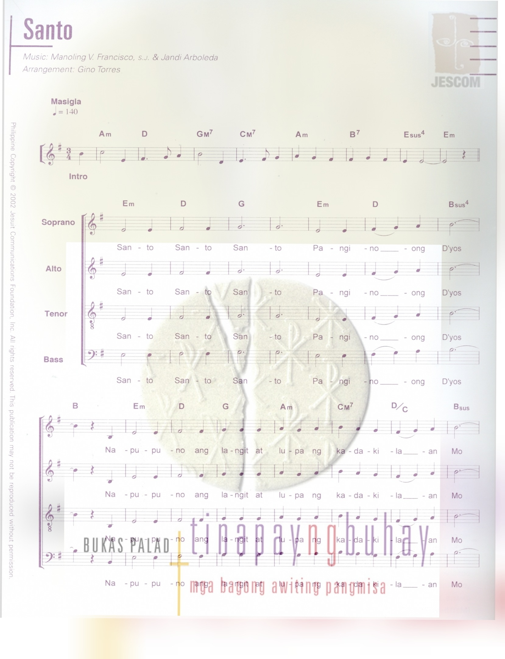 SANTO (TNB) – Music Sheet