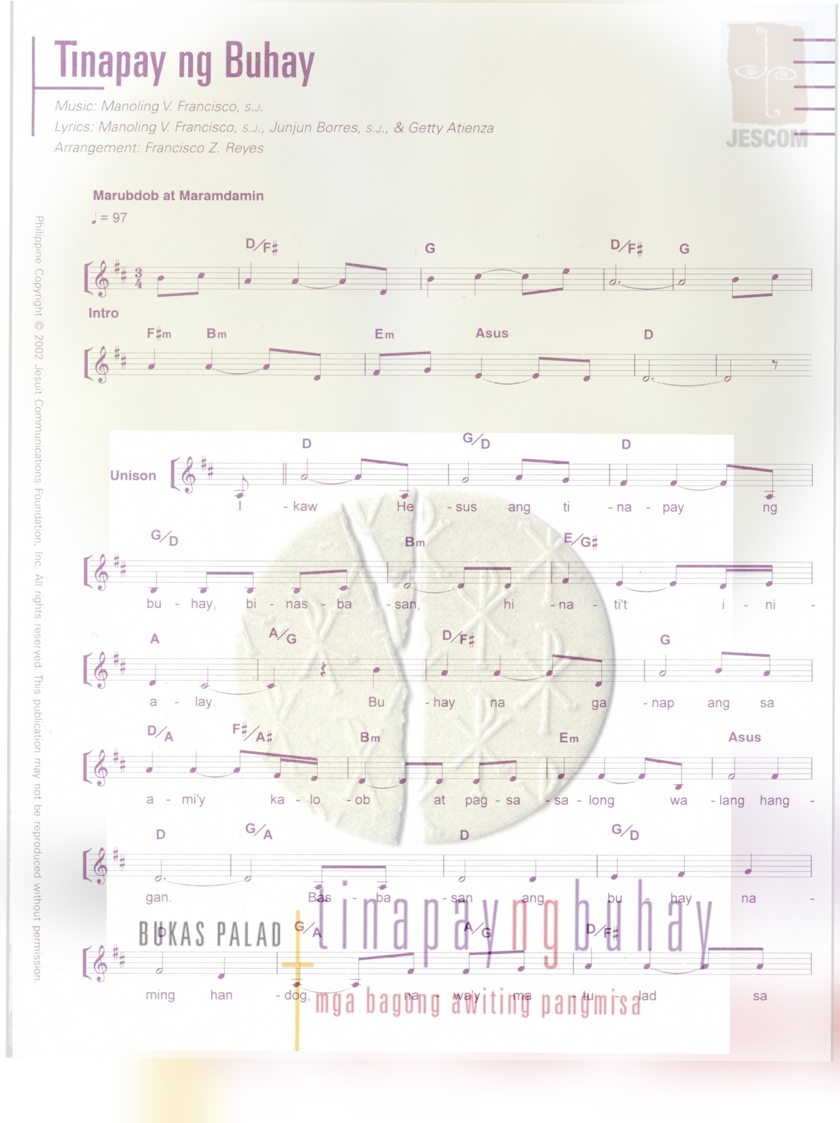 TINAPAY NG BUHAY (TNB) – Music Sheet