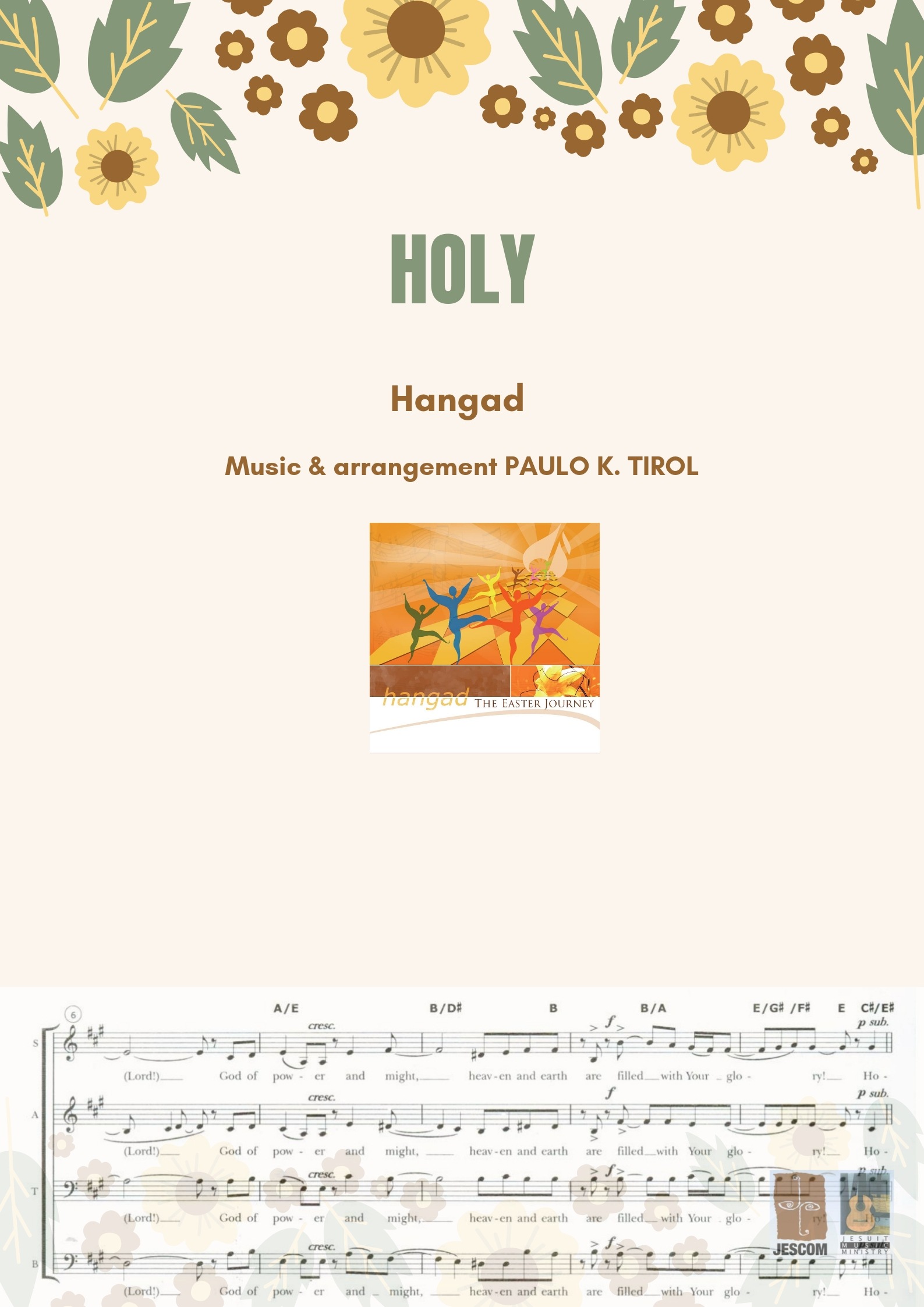HOLY by Tirol – Music Sheet
