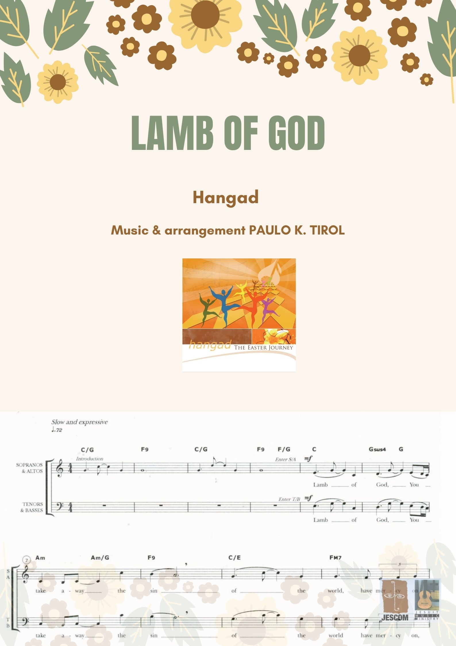 LAMB OF GOD by Tirol – Music Sheet