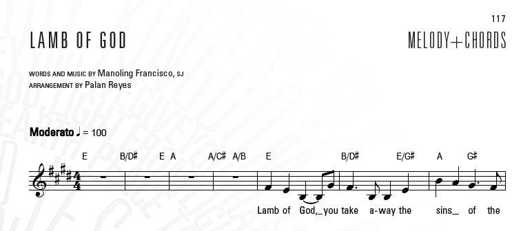 Lamb of God LFL – Music Sheet