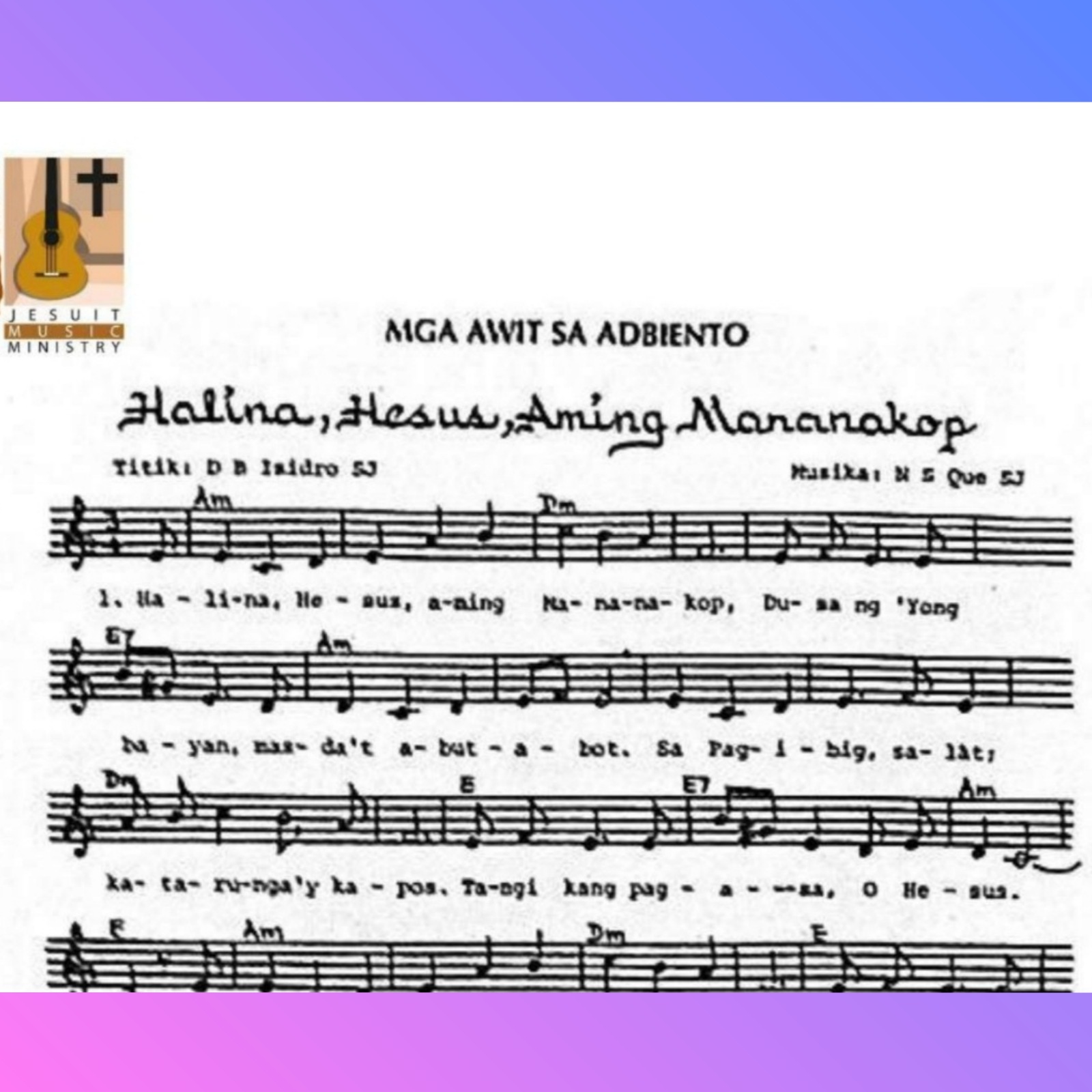HALINA HESUS AMING MANANAKOP – Music Sheet