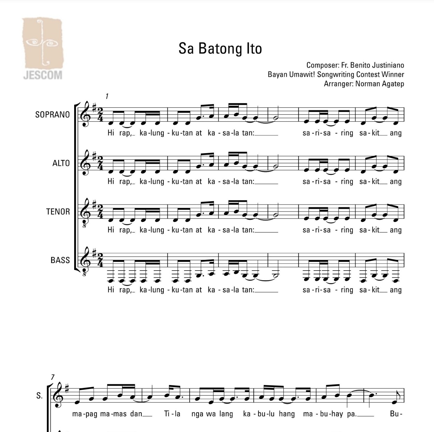 SA BATONG ITO – Music Sheet