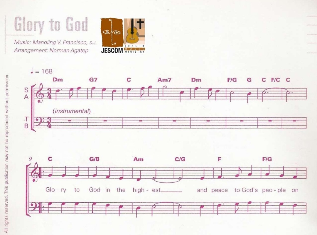 GLORY TO GOD TNB – Music Sheet