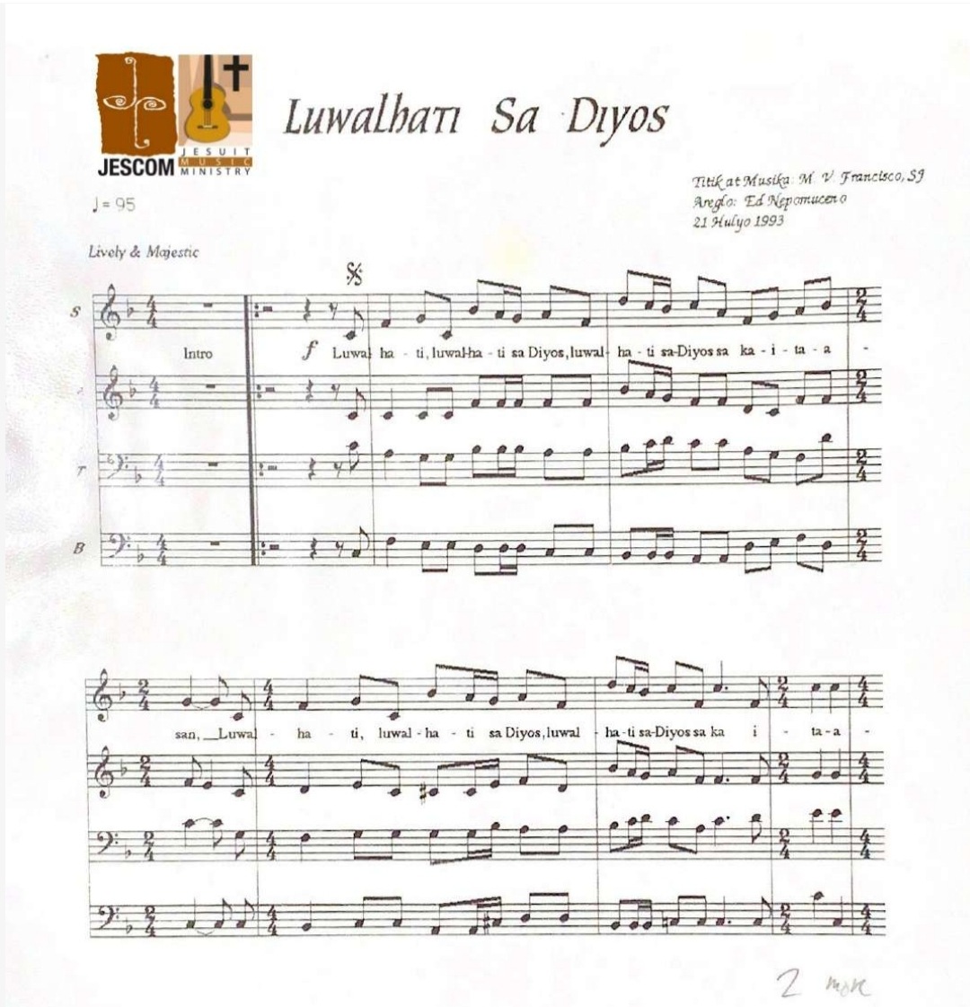 LUWALHATI SA DIYOS by MVF – Music Sheet
