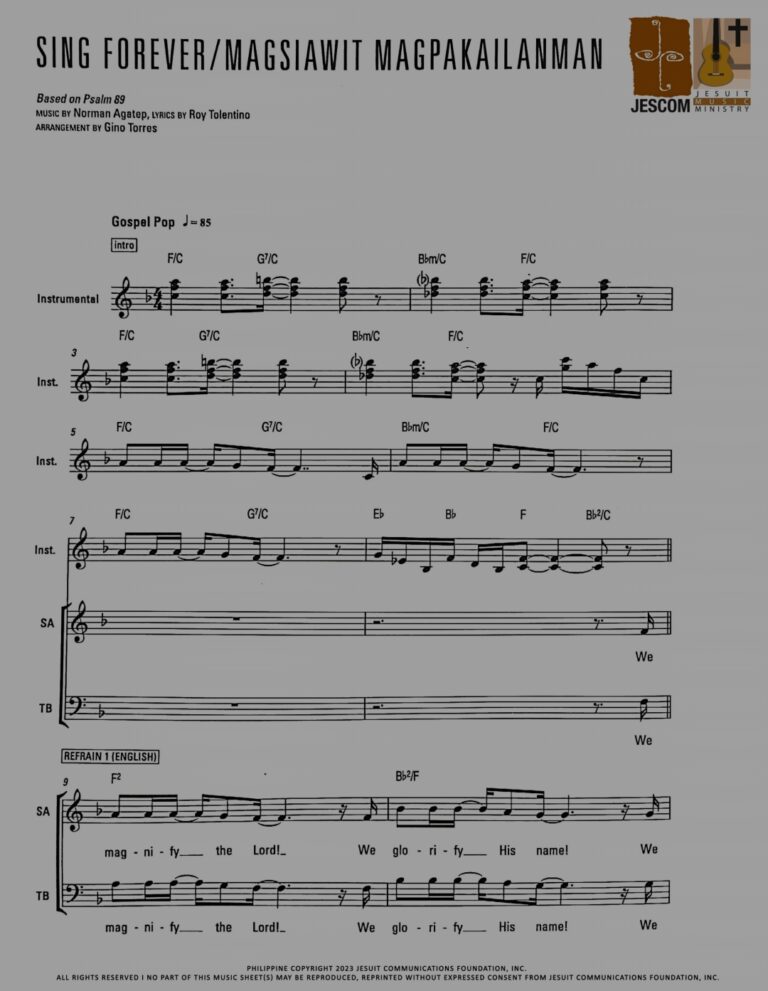 JesCom Philippines | SING FOREVER/MAGSIAWIT MAGPAKAILANMAN – Music Sheet