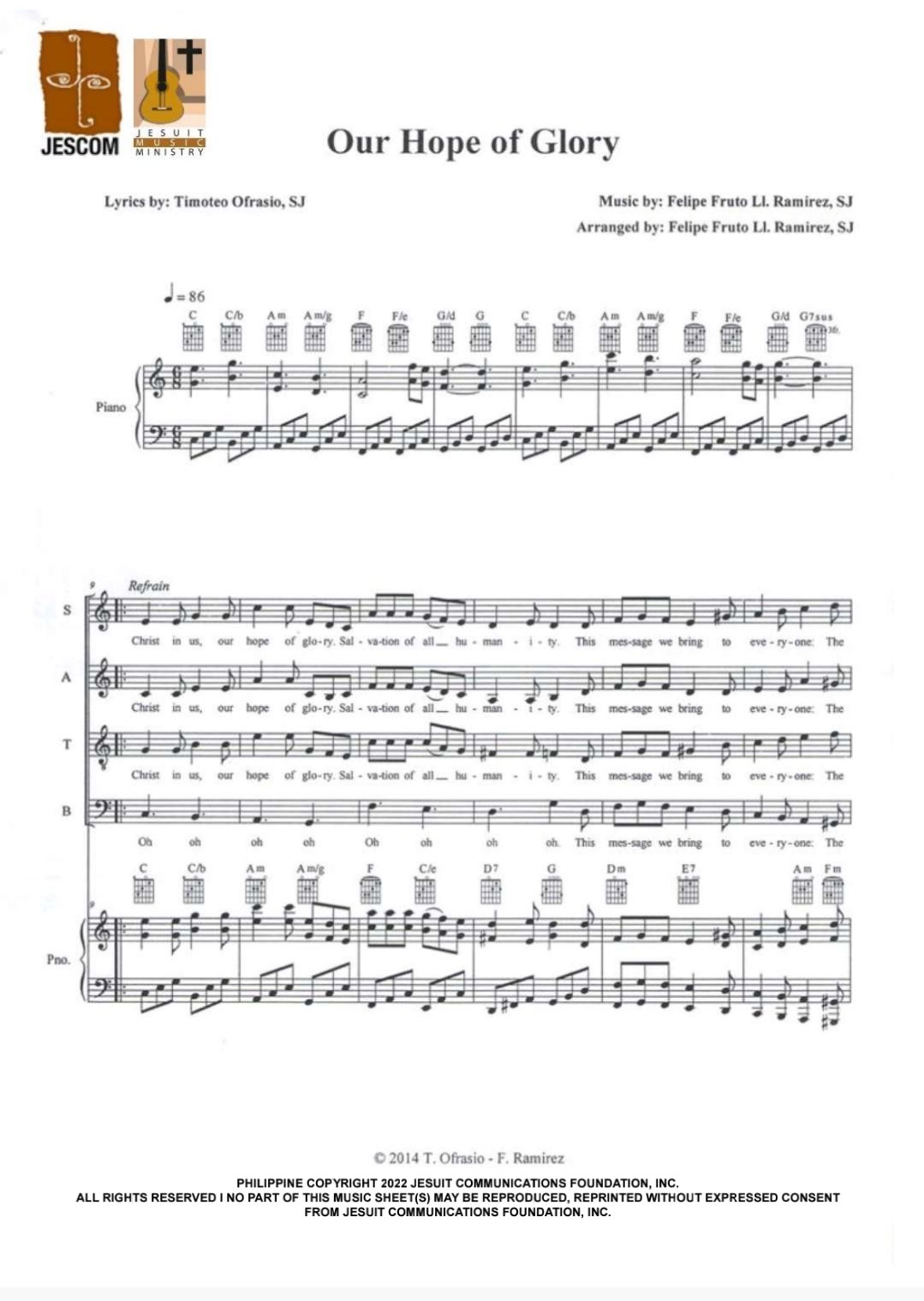 Our Hope of Glory – Music Sheet