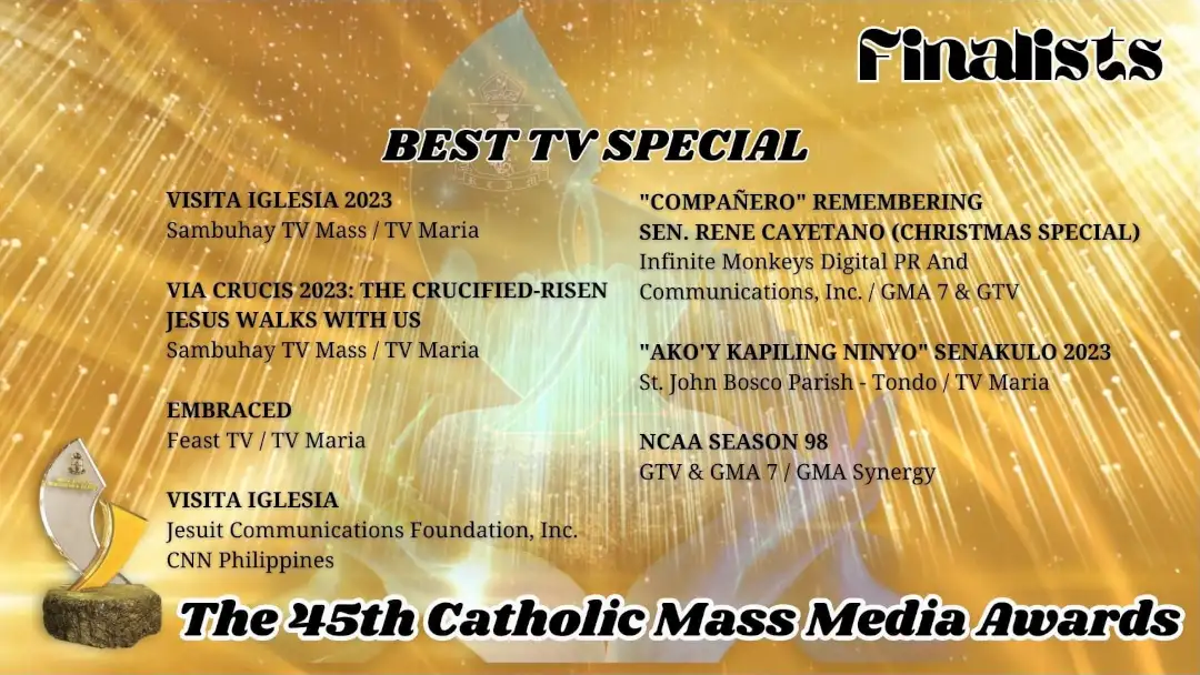 “Visita Iglesia” named as Finalist at  the 45th Catholic Mass Media Awards