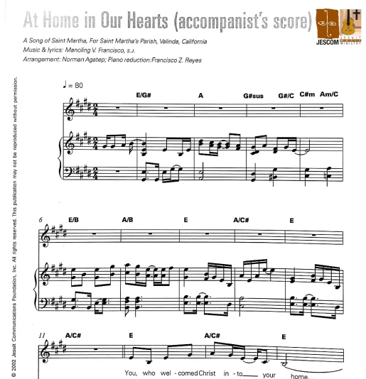 AT HOME IN OUR HEARTS - Accompanist's Score