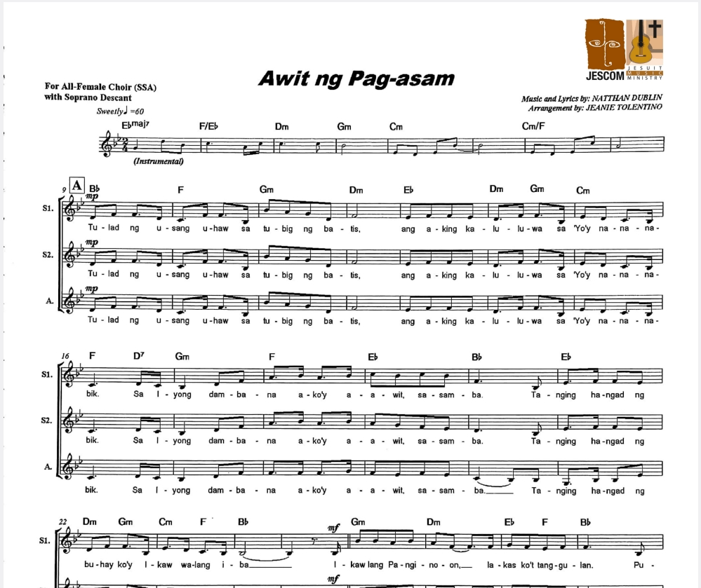 AWIT NG PAG-ASAM – Music Sheet
