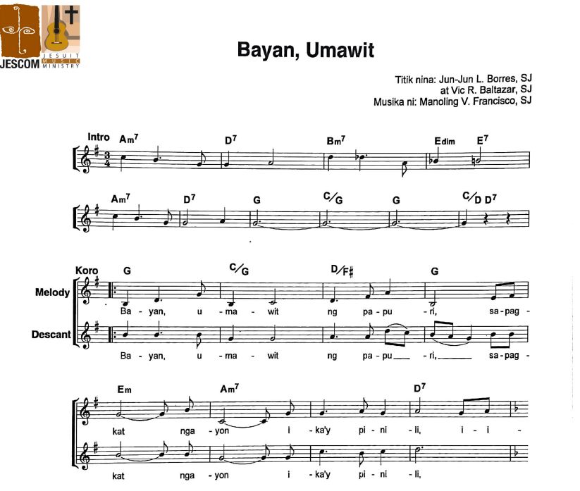 BAYAN UMAWIT – Music Sheet