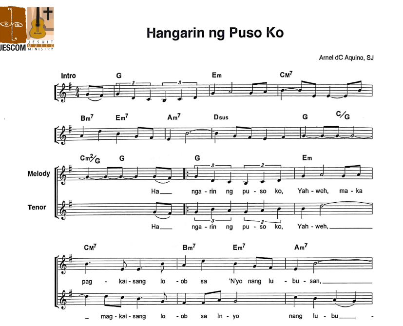 HANGARIN NG PUSO KO – Music Sheet