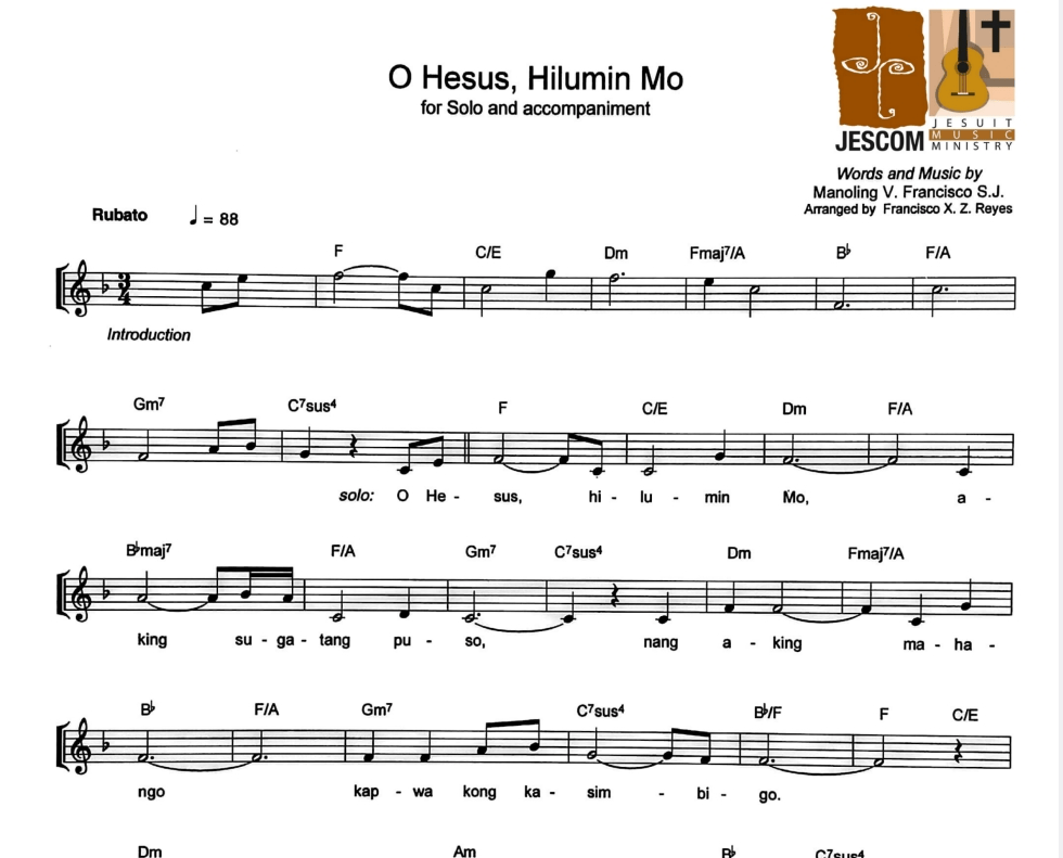 O HESUS HILUMIN MO – Music Sheet