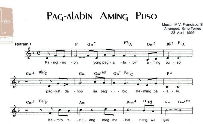 PAG-ALABIN AMING PUSO – Music Sheet