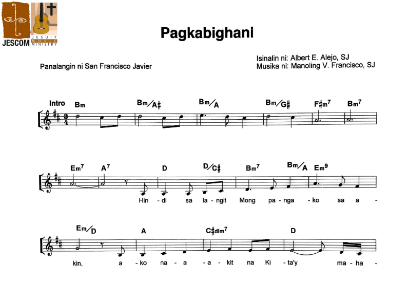 PAGKABIGHANI – Music Sheet