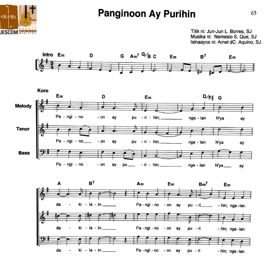 PANGINOON AY PURIHIN – Music Sheet