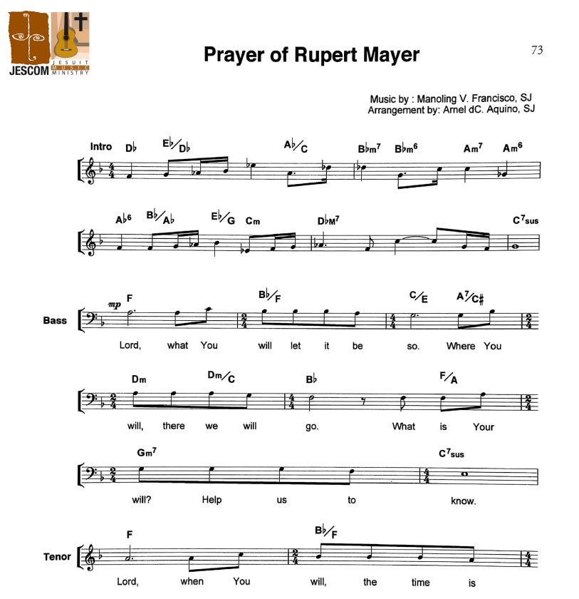 PRAYER OF RUPERT MAYER by Himig Heswita – Music Sheet