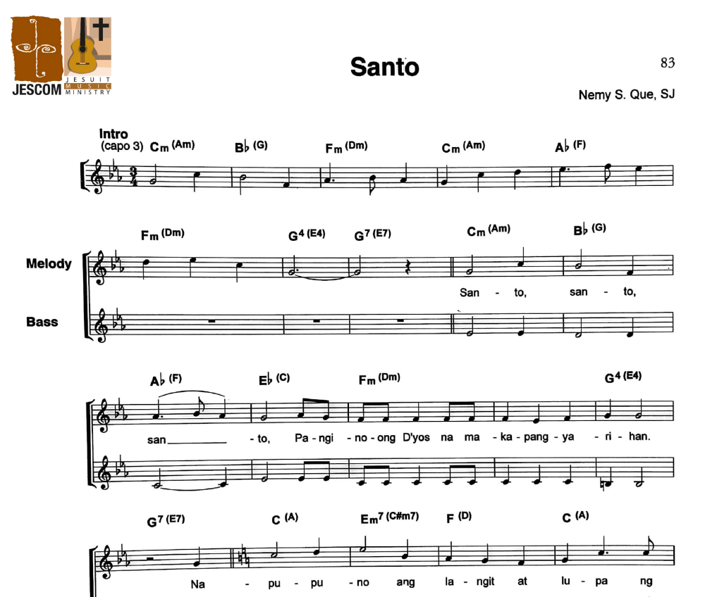 SANTO by Nemy Que SJ – Music Sheet