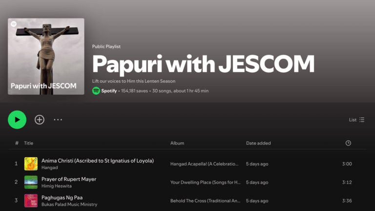 JMM returns to Spotify’s “Papuri” playlist, offering music for prayer as Holy Week approaches