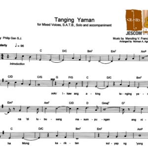TANGING YAMAN - Music Sheet